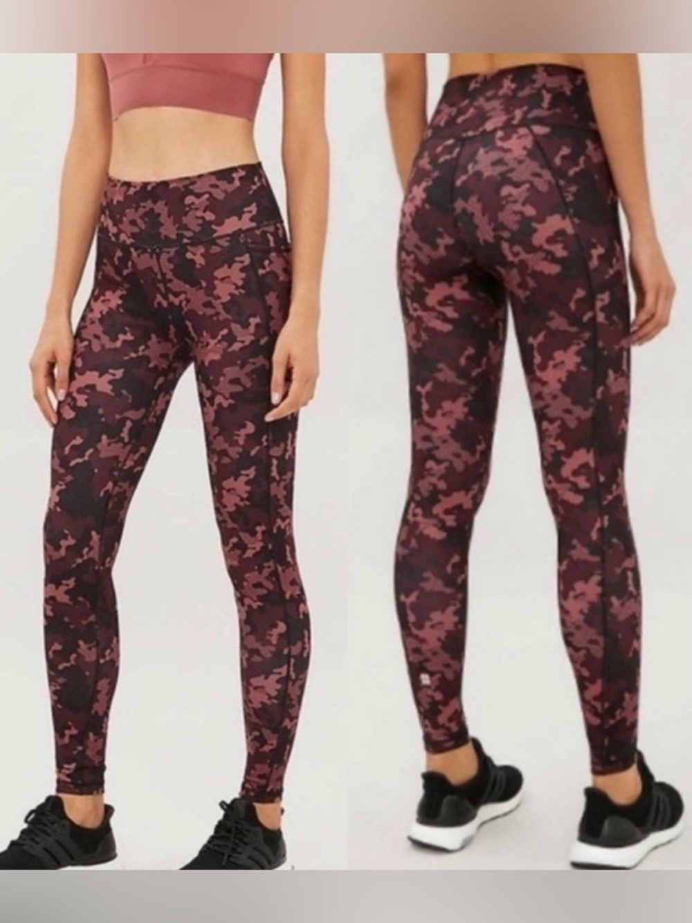 Sweaty Betty Camo Red Muave Pink Leggings Power
